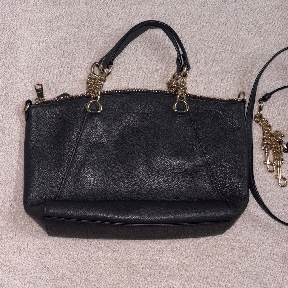 Coach Brown Leather Shoulder Bag with Gold Accents - Picture 4 of 11